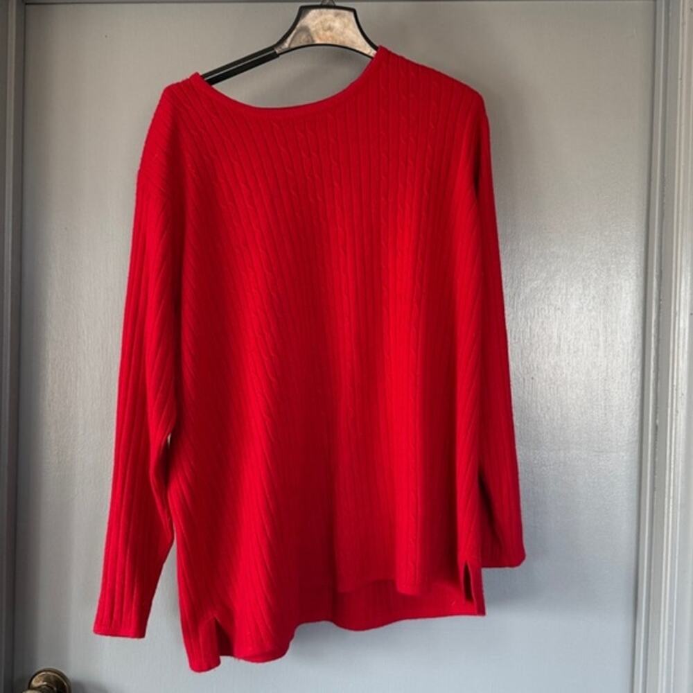 Laura Scott Woman Red Scoop Neck Ribbed Sweater Long Sleeves sz 3X